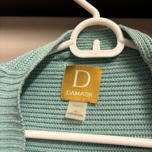 Damask 100% Cotton Knit Open-Front Cardigan Size Small